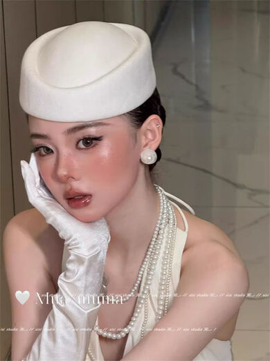 Jiyu Retro Baroque White Beret French Hepburn Style Dress Hat Exquisite Fashion Top Hat New Accessories White Retro Baroque Top Hat