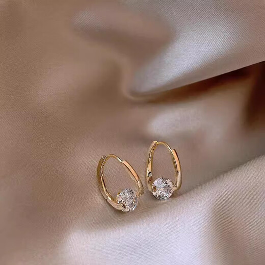 DAVA Outlets 18K gold French zircon earrings, high-end earrings, light luxury temperament, versatile earrings for women, 87 French zircon earrings