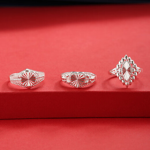 Shantou Lincun S990 solid silver ring, flower ring, heart-shaped women's model, national trend, ancient silver, gift to girlfriend, mother, silver ring, love light ring, opening adjustable