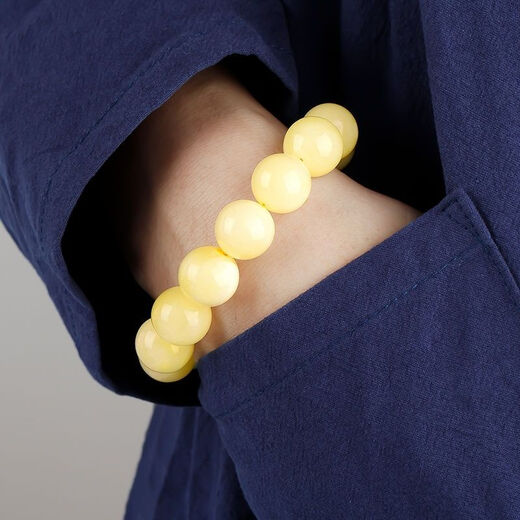 Buhesyt with national inspection certificate, natural amber beeswax bracelet, Russian material full of honey, white nectar round bead bracelet for men and women, white nectar 12mm (generous female model)