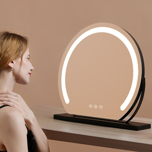 The other half of the German FZY lighted makeup mirror led fill light charging lamp desktop desktop semi-circle rotatable makeup table mirror 60cm fashionable white plug-in