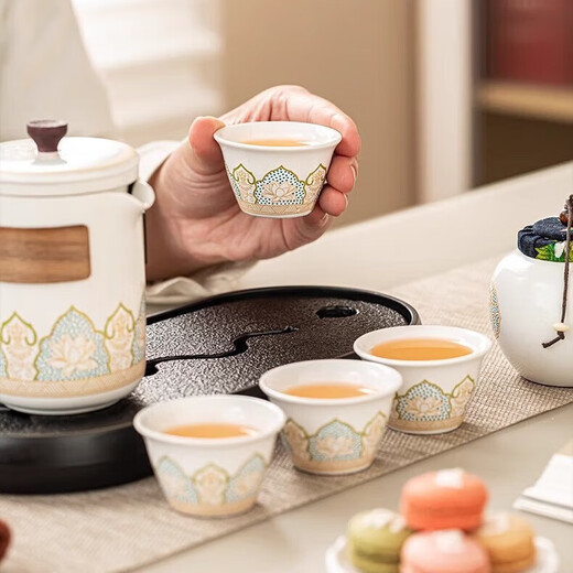 Outdoor travel tea set household one pot three cups portable storage bag ceramic quick cup teapot teacup Yabai one household three cups with bag No Specifications