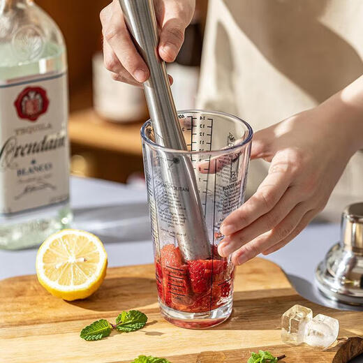 FANCYCHIC304 stainless steel crushed popsicle ice hammer juice stick special for bartending fruit mashed juice stick lemon hammer stick 304 steel juice stick (23cm)