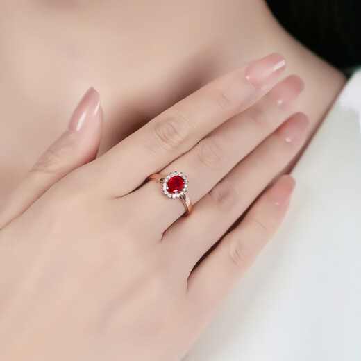 COASZE 1 carat pigeon blood ruby ring 18K gold inlaid with diamond single piece, birthday gift for girlfriend and wife, ready stock (No. 10-20) size remarks