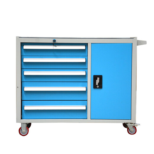 Huili's heavy-duty tool cabinet, auto repair tool cart, trolley workshop, mobile factory iron cabinet, multi-drawer lockable, color set, 125L, five drawers, one door wheel