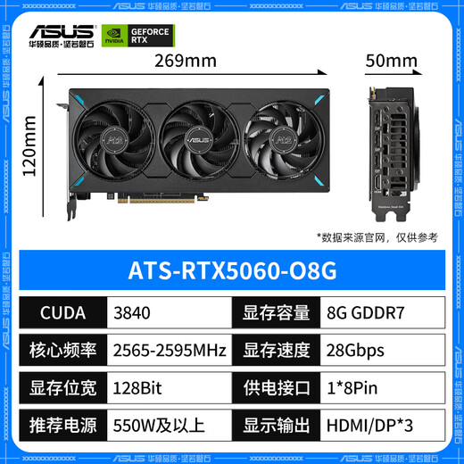 ASUS RTX 5060 4060 8G Snow Leopard/Megalodon/Tianxuan TX/E-sports agent TUF desktop computer game e-sports independent graphics card Black Myth Wukong ATS RTX5060 O8G Megalodon