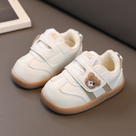 YEEHOO FASHION Ying's winter baby toddler shoes 03 years old plus velvet warm shoes children's soft sole A03 green second cotton 13 inner length cm 19 size