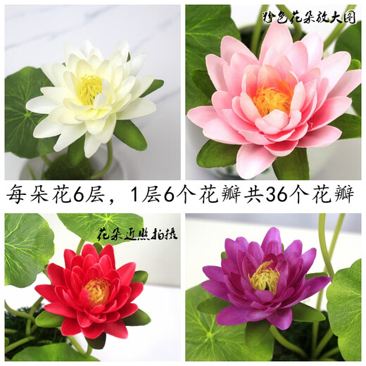 Artificial flower lotus for Buddha, lotus for Buddha, artificial flower for front of Buddha, artificial flower decoration, small ornaments, bonsai silk flower, Guanyin flower Buddha stand, 2 small porcelain vases plus 2 bunches of white, no smell