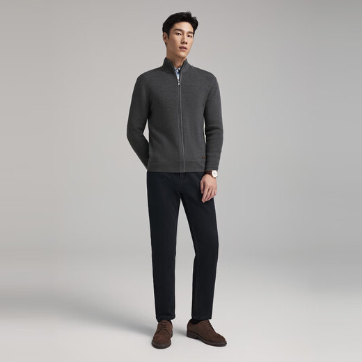 YOUNGOR Sweater Men's Autumn and Winter Young Men's Sweater Zipper Cardigan Cardigan Wool Blended Fabric 2 Colors Dark Gray VWHW619967CLA S 95c