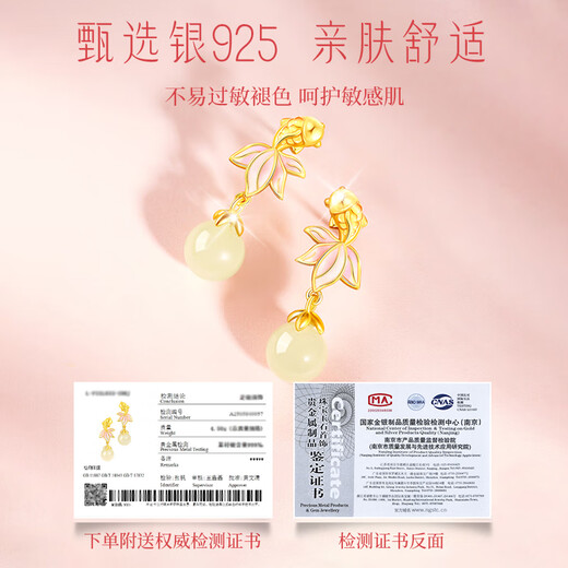 GLTEN Koi Hotan Jade Silver Earrings Women's Earrings Ring 2025 New Earrings Birthday Gift for Girlfriend and Wife