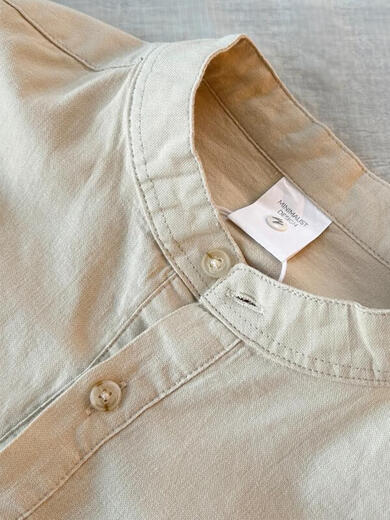 Yingtang 2025 Autumn New Men's Henry Collar Shirt Tops Versatile Simple Cotton Breathable Fashion Apricot M 90-120Jin Jin is equal to 0.5 kg