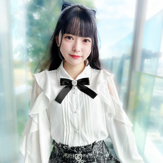 ROJITA ruffled off-shoulder sleeves lace pearl collar shirt (1311570) white