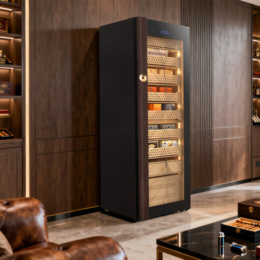 Vinocave cigar cabinet, constant temperature and humidity, eggplant cultivation cabinet, inverter compressor with fingerprint lock, cedar wood box, ammonia removal and moisturizing cabinet, small household naked cultivation remote display cabinet, brand high-end series U7, stick to the pure cultivation, intelligent control of eggplant storage 272L