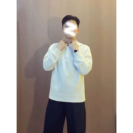 7 excellent products Henry collar sweatshirt men's autumn and winter new fashion brand heavyweight polo shirt loose shoulder jacket top men LHFS-CX81 black M