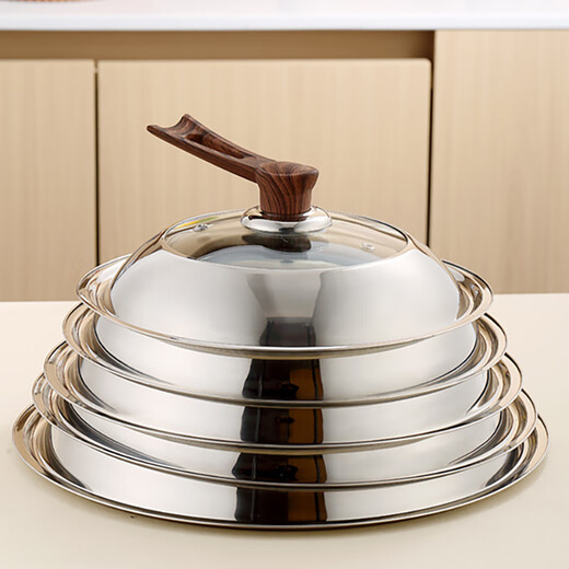 BangLeChef316 Food Grade Stainless Steel 32cm Universal Pot Lid Home Kitchen Universal Heightened 34 Wok Iron Pan 304 Lid 32cm Antibacterial 316 Steel + Silver Beads