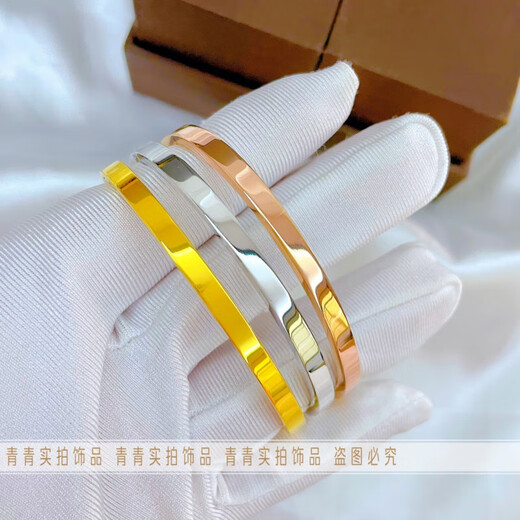 Xingu, non-fading and non-allergenic, titanium steel flat glossy buckle imperial concubine ring oval chopsticks bestie bracelet gold