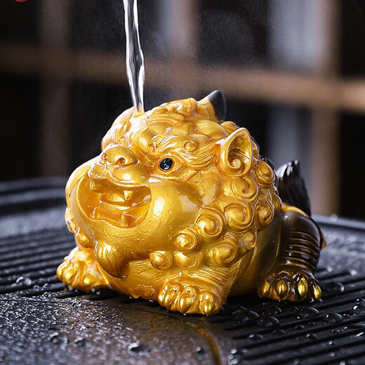 Lucky Pixiu tea pet ornaments can be used to grow tea sets, Kung Fu tea accessories, decorative tea trays, tea tables, color-changing tea toys, Lucky Pixiu turns golden