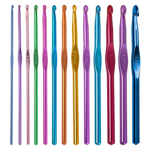 Colorful aluminum oxide crochet hooks, high-end metal crochet hooks, handmade DIY knitting tools, a complete set of wool thick crochet hooks, 4.0mm 1 piece
