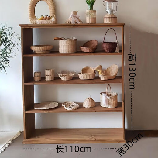 Yingtang solid wood storage bookshelf bookcase retro simple lattice storage home study partition floor display rack Chen 1110 meters * width 30 cm * height 130 cm