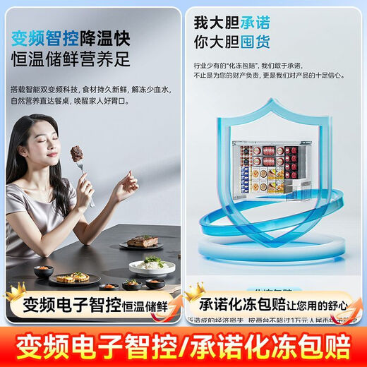 Midea Freezer 221/231 liter air-cooled frost-free freezer dual-system freezer household freezer commercial energy-saving cabinet 281 liter dome gray air-cooled frost-free -40 degrees/Supreme Edition