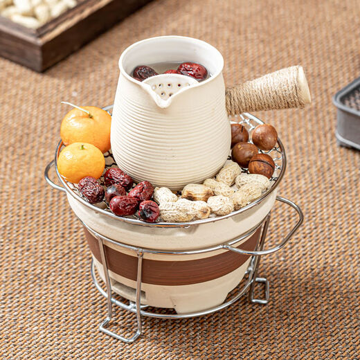 Hig Shark makes tea around the stove, household indoor roasted tea canister tea, internet celebrity tea making set, single teapot, pottery stove, charcoal stove, complete set, DY canister teapot-02, can be burned over an open flame or dry, 501mL (inclusive) - 600mL (inclusive)