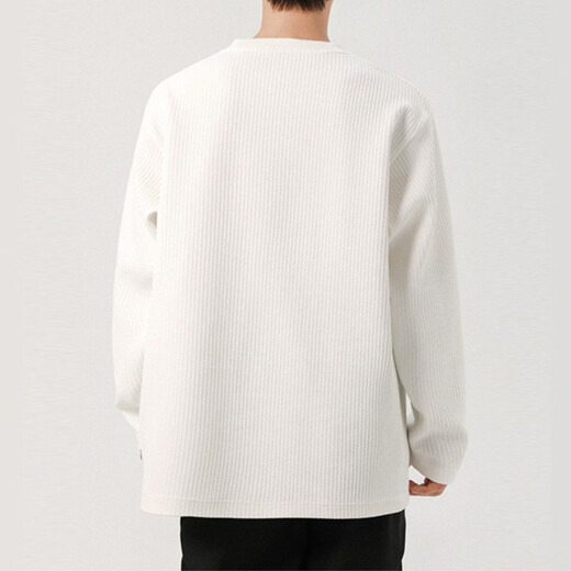 SWAMP AREA Henry collar long-sleeved men's spring and autumn waffle t-shirt men's casual long-sleeved top SWT614 white XL