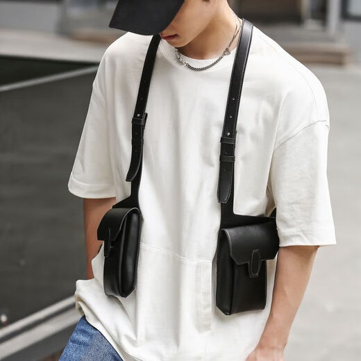 Yunpo trendy brand multifunctional tactical functional vest bag men's cycling vest bag Japanese multi-pocket workwear hip-hop chest bag black