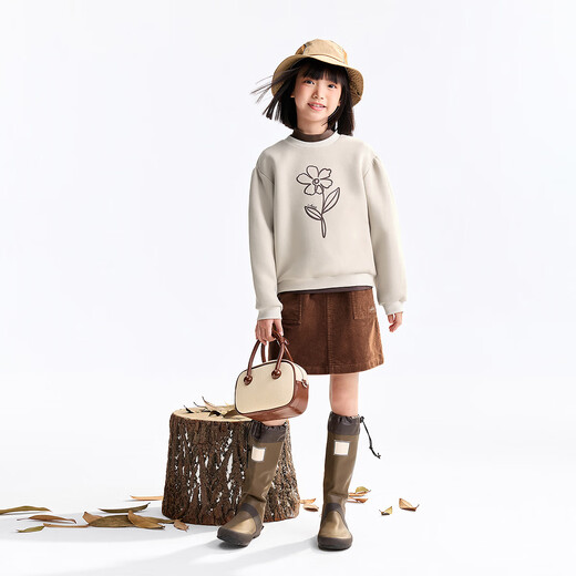 Annai Children's Clothing Girls Full Waist Skirt 2025 Autumn New Style Plastic Tang Brown 140cm