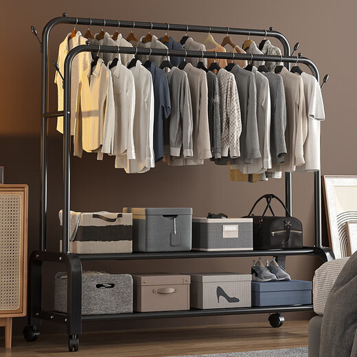 Yimo coat rack, floor-standing vertical dormitory clothes rack, bedroom-specific balcony clothes drying rack, seven-hook black