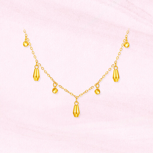 Saturday Blessing Yellow 18K Gold Necklace Women's Smart Water Drop Color Gold Necklace Birthday Gift C0622087 40+5cm
