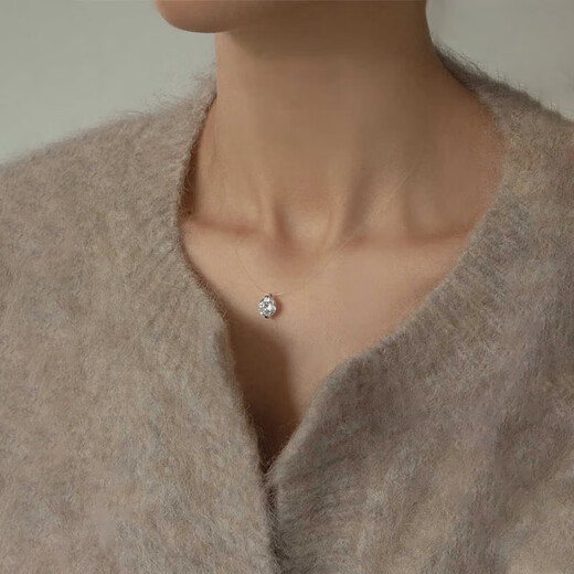 VCIXYOU Official Genuine Platinum Mermaid Tears Cultured Diamond Clavicle Necklace Female Birthday Gift for Girlfriend Best Friend Platinum Mermaid Tears 50 Points Moissanite Diamond Necklace