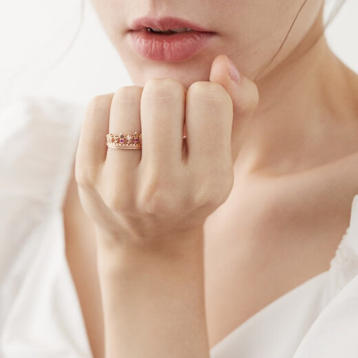 Chow Sang Sang VA Laurel Crown Ruby Diamond Ring Women's Rose Gold Color Gold K Gold Ring 91267R 11 Circles