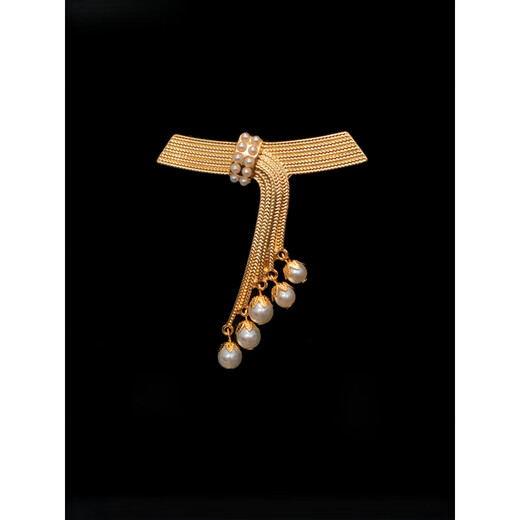 SNQP European and American style matte gold brooch women's retro pearl corsage large brooch matte gold