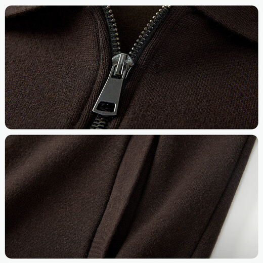 Hongdou shopping mall same style warm fleece sweater with wool knitted cardigan coat lapel zipper outer knitted jacket for men B5 L 175/96B recommended 72-80 kg