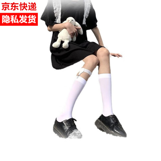 Ifishen's new white velvet calf socks, stockings, medium tube socks, summer thin long tube jk spring and summer half tube Japanese style, medium tube black, one size fits all