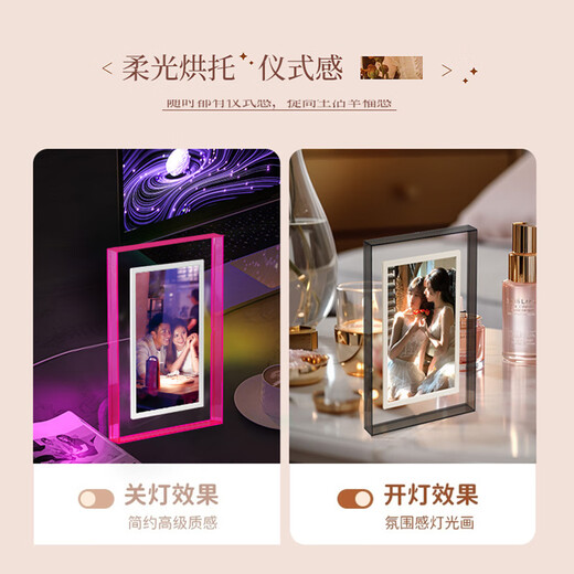 PIN TURAPintura Xiaoxian-Bildschirm, digitaler Fotorahmen, elektronisches Fotoalbum, Display, Zuhause, Geburtstag, Mädchen, Senior, Geschenk für Freundin, Jahrestag, bester Freund, Freund, Souvenir, Tisch, Mutter, Mode, 10,1 Pad + Fantasierosa-Acrylrahmen