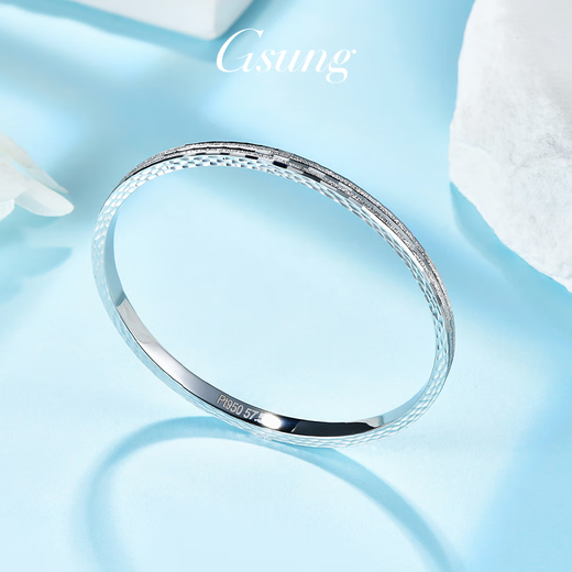 GsunG platinum solid double nail sand bracelet for women PT950 pure platinum fashion bracelet Chinese Valentine's Day gift for girlfriend Price by gram Contact before bidding