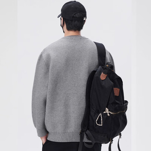 Kazuki Kuraishi's trendy solid color simple button cardigan sweater for men in autumn and winter Henley collar loose versatile sweater casual jacket light gray XL