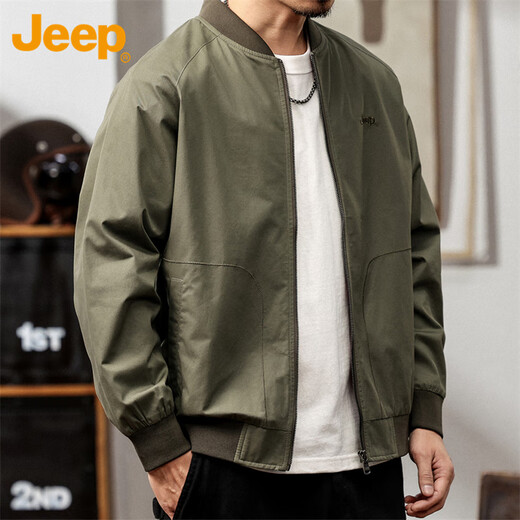 Jeep (JEEP) Jacket Men's Autumn and Winter Loose Workwear Executive Jacket Baseball Uniform Flight Casual Men's Military Green XL