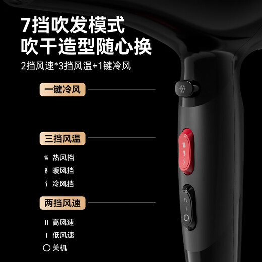 Midea professional hair dryer for hair salons, high-power, quick-drying, non-damaging hair dryer, constant temperature hair care home hair dryer FJ108 2300W, high wind power for barber shop styling