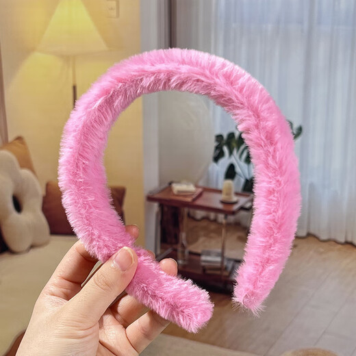 Simple and cute plush headband for women in autumn and winter, face wash and makeup, Internet celebrity hair press headband, high skull hair bundle, hairpin headdress, white 1 piece