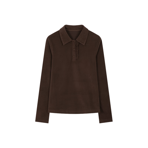 Mohan Yimei warm and comfortable lapel fungus age-reducing shirt for women 2025 winter new style German velvet fashion shirt