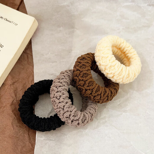 Korean version of popcorn hair tie, upgraded version, widened and thickened, women's high elasticity, durable, fashionable ponytail without damaging hair accessories, headband, black + coffee color, 20 pieces/bag