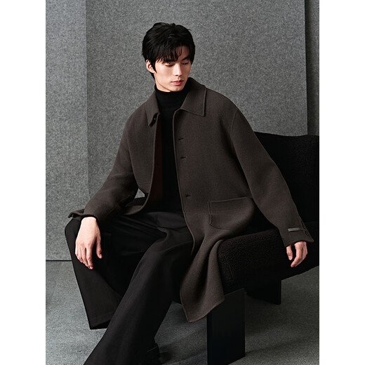 GXGGXG Men's Wear Shopping Mall Brown Commuting Long Coat Jacket Brown 185/XXL