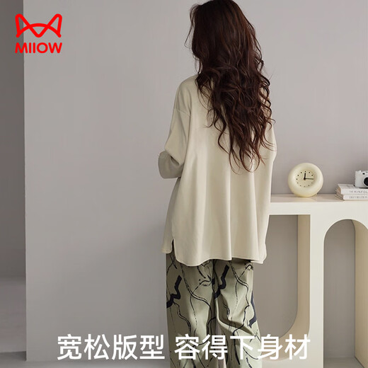 Catman pajamas for women autumn combed cotton high-end casual long-sleeved thin style can be worn outside home wear 25 new products