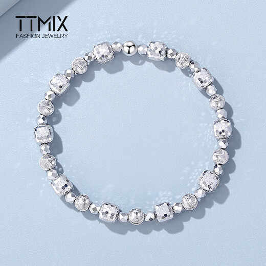 TTMIX elastic rope honeycomb platinum bracelet pt950 platinum bracelet women's laser beads platinum bracelet gold weight 18.32g thick 5.9mm