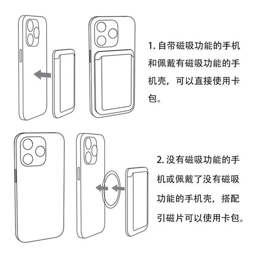 Magnetic mobile phone card holder for Apple Android Huawei Xiaomi card wallet simple card holder MagSafe black Magsafe leather leather case super magnetic/double row magnetic style