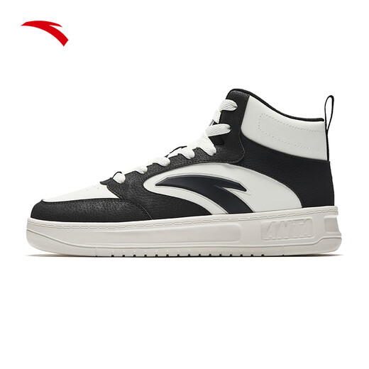ANTA Easy High Top Men's Shoes Autumn New Genuine Versatile Wear-Resistant White Shoes Sports Heightening Casual Shoes Men High Top Black/Ivory White 42 Ready in stock