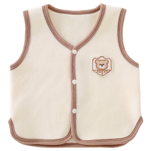Yiqi baby autumn and winter outer vest, double-sided Ollie velvet vest, pony vest, male and female baby jacket, double layer Ollie velvet boneless vest, brown bear 90 recommended 19-23Jin Jin is equal to 0.5 kg