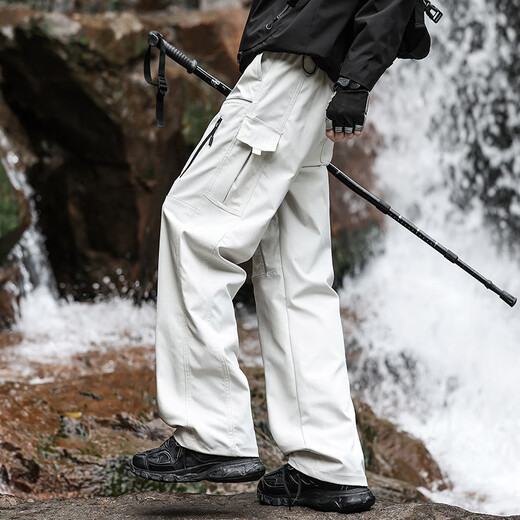 Foss Phil outdoor functional wind overalls men's autumn and winter windproof and water-repellent loose casual assault pants 8527 light gray XL